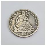 1858 Seated Liberty Half Dollar