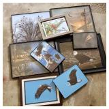 Lot w/ Small Framed Eagle Art