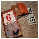 Vintage Calendar & Books w/ License Plate Lot Vintage Calendar & Books w/ License Plate Lot