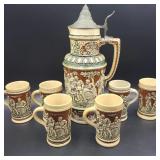 Circa 1900 Antique Gambrinus Germany Stein Set