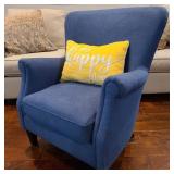 Blue Pottery Barn Armchair w/ Accent Pillow