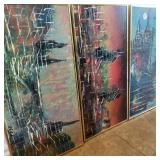 24×12 Abstract Ship and Bridge Set of 3 by Ed