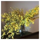 Large Vase of Faux Forsythia Flowers