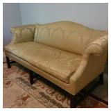 Small Gold Chippendale Style Camelback Sofa
