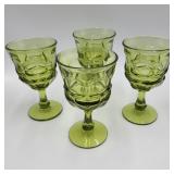 Set of 4 Fostoria Argus Green Glasses