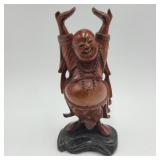 Small Wooden Laughing Buddha