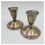 Empire Weighted Sterling Candle Holder Pair