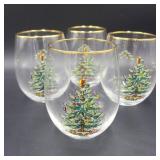 Four Spode Christmas Tree Tumblers