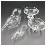 Small Italian Crystal Bowls & Glass Birds Lot
