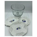 Box #75 Box of Porcelain Plates & Glass Compote
