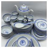 Box #169 Blue/White Dinnerware 50+ Pieces