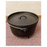 Cast Iron Footed Pot w/Lid 12.5" across x 8" tall