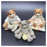 Vintage Trio Enesco Numbered Kittens No Boxes