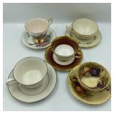 5 Collectible Coffee Cups w/Saucers