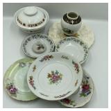 Porcelain Bowls, Plates, Jar