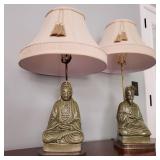 Pair of Oriental Praying Monk Lamps