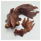 Small Wooden Goldfish Pair