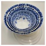 5 Pc. Blue & White Plastic Nesting Bowls