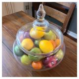 Faux Fruit in Glass Centerpiece
