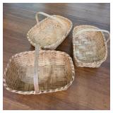 Lot of 3 Split Oak Baskets