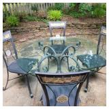 Metal & Glass Table & 4 Chairs