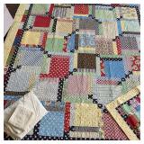 Queen Quilt, Shams, Bed Sheets in Plastic Crate