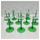 Set of 12 Luminarc France Green Stemware