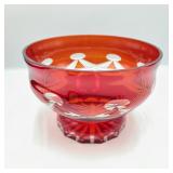 8" Handmade Russian Bohemian Glass Red Bowl
