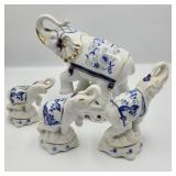 Set of 4 Ceramic Elephants