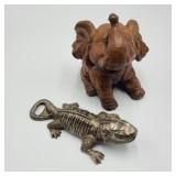 Wooden Elephant w/ Lizard Bottle Opener