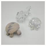 Swarovski Crystal Turtle & Rose w/ Stone Turtle