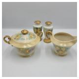 Matching Painted Sugar, Creamer, Salt & Pepper
