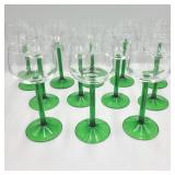 Set of 12 Luminarc France Green Stemware