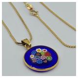 14k Gold Chain w/ AMV Venetian Millefiori Glass