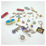 Lot of Souvenir Jewelry & Pins w/ Sterling Charms