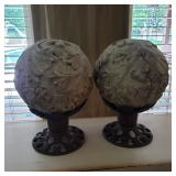 Matching Pair of Decorative Balls on Pedestals Matching Pair of Decorative Balls on Pedestals