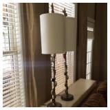 Matching Pair of Modern Mirrored Leaflet Lamps Matching Pair of Modern Mirrored Leaflet Lamps