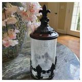 Crackle Glass Fleur des Lis Canister Crackle Glass Fleur des Lis Canister
