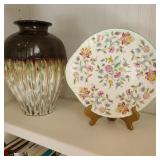 Decorative Vase w/ Minton Bone China Plate Decorative Vase w/ Minton Bone China Plate