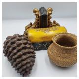 Lot of Decor w/ Chest & Pinecone Lot of Decor w/ Chest & Pinecone