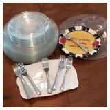 Lot of Glase Plates w/ Forks Lot of Glase Plates w/ Forks