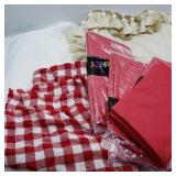 Lot w/ Table Covers & Plaid Fabric Lot w/ Table Covers & Plaid Fabric