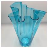 11" Vintage Blue Handkerchief Vase