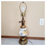 Vintage White / Floral & Brass Lamp