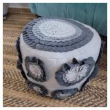 Modern Wool Flower Motif Tuffet Modern Wool Flower Motif Tuffet
