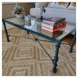 Modern Green Patina Iron & Glass Coffee Table Modern Green Patina Iron & Glass Coffee Table