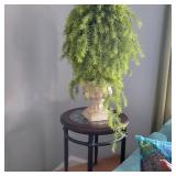 Small Glass Top Table w/ Faux Plant Small Glass Top Table w/ Faux Plant