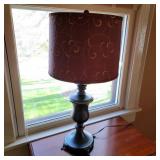 Modern Footed Lamp w/ Burgundy Shade Modern Footed Lamp w/ Burgundy Shade