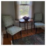 Pair of Teal & Gold Leaf Accent Chairs Pair of Teal & Gold Leaf Accent Chairs