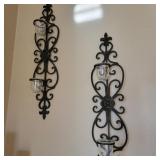Pair of Wall Mount Wrought Iron Candle Holders Pair of Wall Mount Wrought Iron Candle Holders